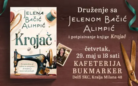 Jelena Bačić Alimpić potpisuje novi roman „Krojač“ 29. maja u SKC-u - slika 1