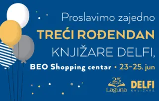 Proslavimo zajedno treći rođendan Delfi knjižare u TC BEO sa Mirjanom Bobić Mojsilović!