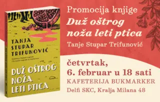 Promocija knjige iz najužih izbora prestižnih nagrada: „Duž oštrog noža leti ptica“ 6. februara u SKC