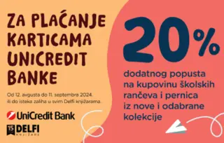 Ne propustite super akciju za školarce „Spremni za nova znanja“! Dodatne povoljnosti za plaćanje UniCredit Bank karticama!