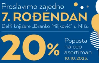 Slavimo rođendan Delfi knjižare „Branko Miljković“ i poklanjamo 20% popusta