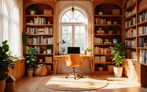 cozy-home-office-with-bookshelves-natural-light1