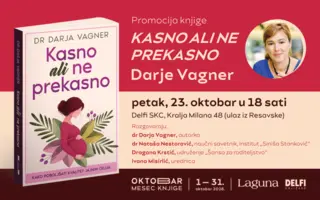 Promocija knjige „Kasno ali ne prekasno“ dr Darje Vagner 23. oktobra u Delfi SKC