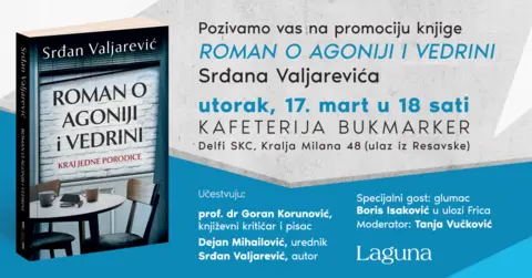 Promocija knjige „Roman o agoniji i vedrini“ Srđana Valjarevića 17. marta u knjižari Delfi SKC - slika 1