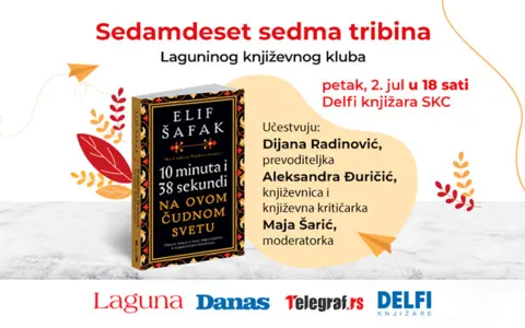 Knjiga Elif Šafak „10 minuta i 38 sekundi na ovom čudnom svetu“ tema Laguninog književnog kluba - slika 1